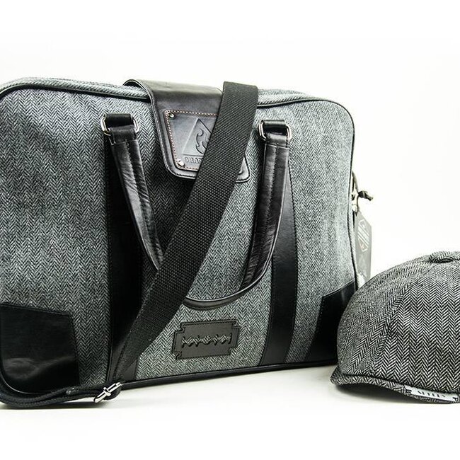 Thomas - Sacoche pour ordinateur portable en tweed - Gris/Noir