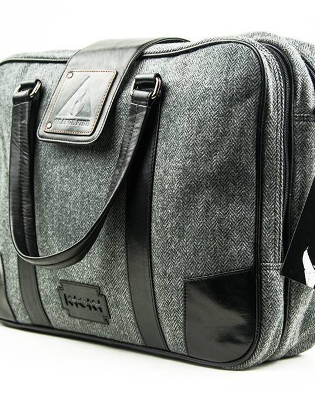 Thomas - Bolsa para portátil de tweed - Gris/Negro