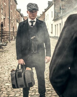 Thomas - Bolsa de ordenador portátil de tweed gris