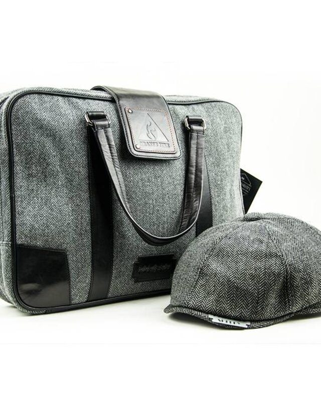 Thomas - Tweed Laptop Bag - Grey/Black