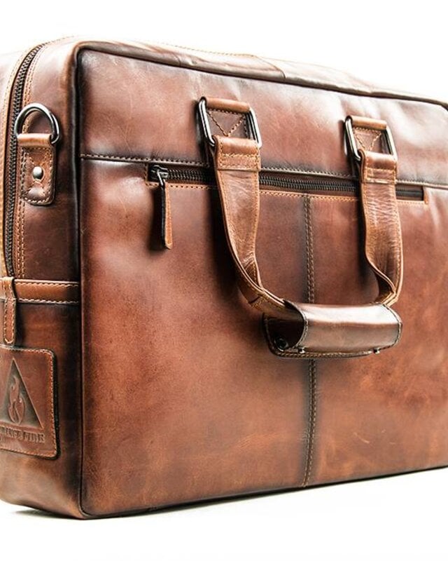 Alfie - Italian Leather Briefcase - Brown