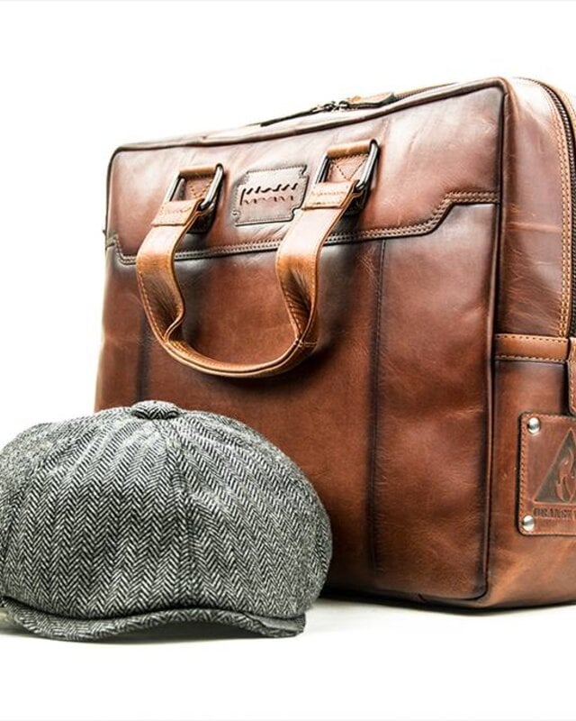 Alfie - Italian Leather Briefcase - Brown