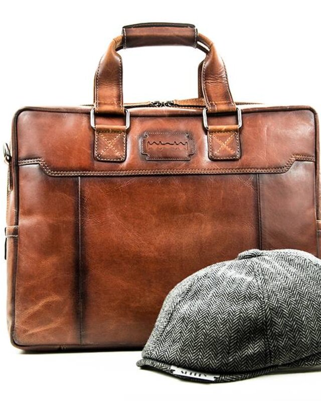 Alfie - Italian Leather Briefcase - Brown