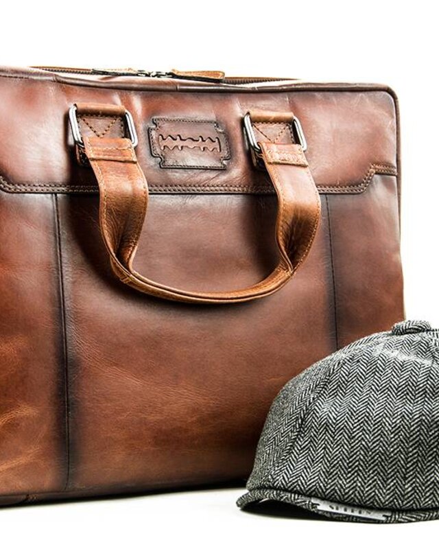 Alfie - Italian Leather Briefcase - Brown