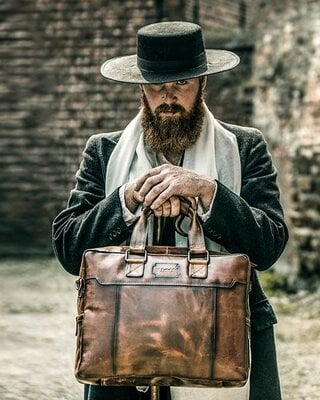 Alfie - Italian Leather Briefcase Brown