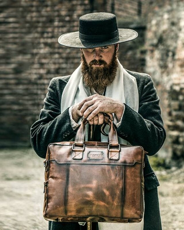 Alfie - Italian Leather Briefcase - Brown