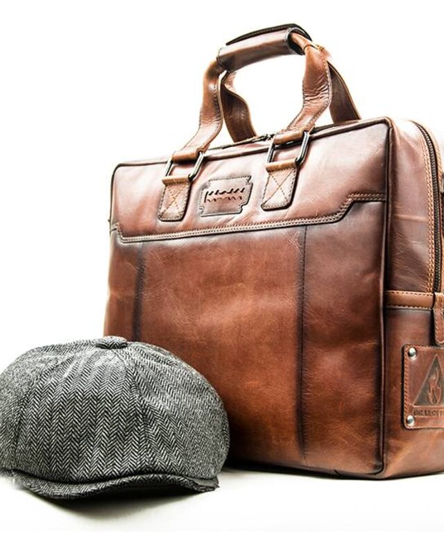 Alfie - Italian Leather Briefcase - Brown