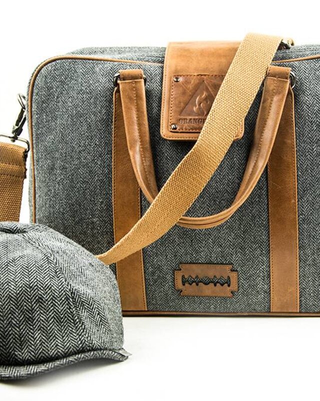 John - Bolsa para portátil de tweed - Gris/Marrón