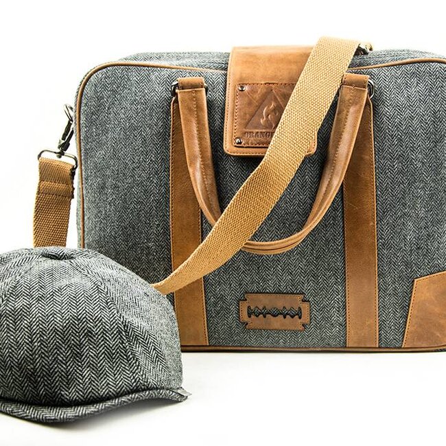 John - Tweed Laptoptas Grijs/Bruin