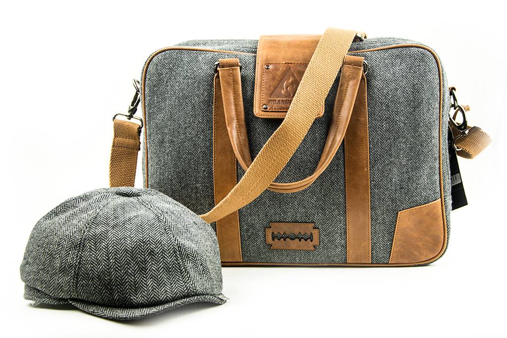 John - Tweed Laptoptasche Grau/Braun