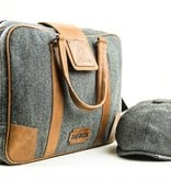 John - Tweed Laptop Bag - Grey/Brown