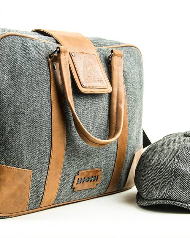 John - Bolsa para portátil de tweed - Gris/Marrón