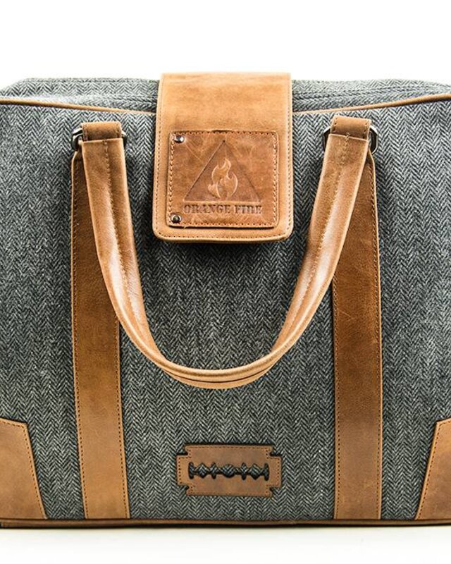 John - Tweed Laptop Bag - Grey/Brown