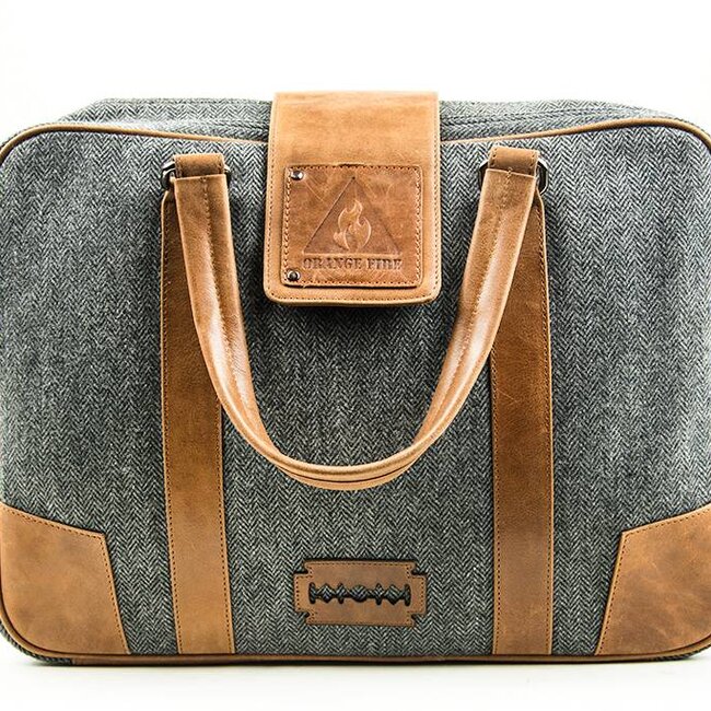 John - Tweed Laptop Bag - Grey/Brown
