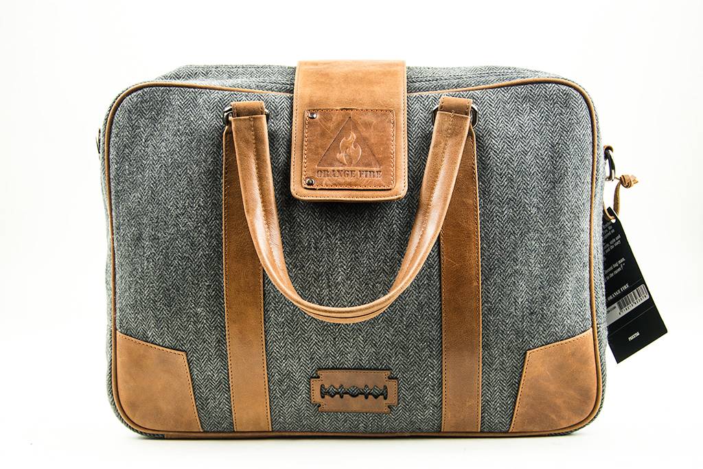 John - Tweed Laptoptas Grijs/Bruin