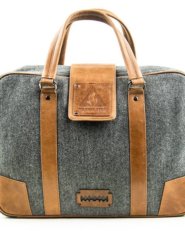 John - Bolsa para portátil de tweed - Gris/Marrón