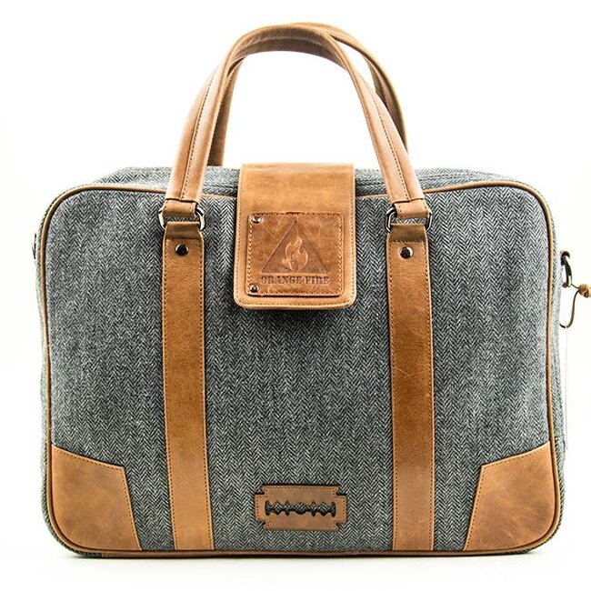 John - Tweed Laptop Bag - Grey/Brown