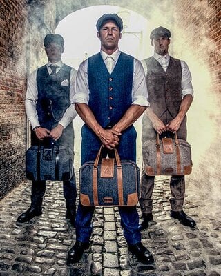 Tweed Laptop Bag Grey/Cognac