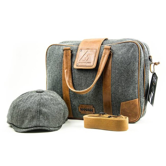 John - Tweed Laptop Bag - Grey/Brown