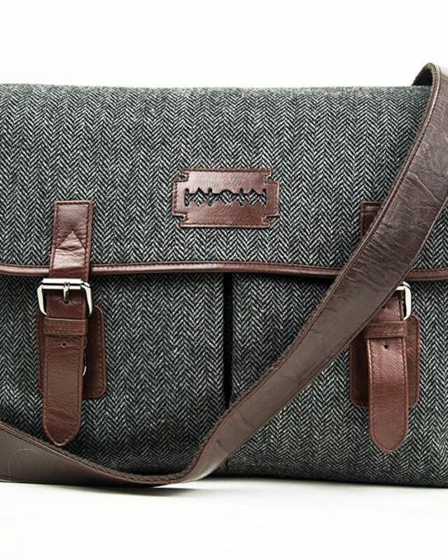 Curly - Sac Messenger Tweed Gris/Marron