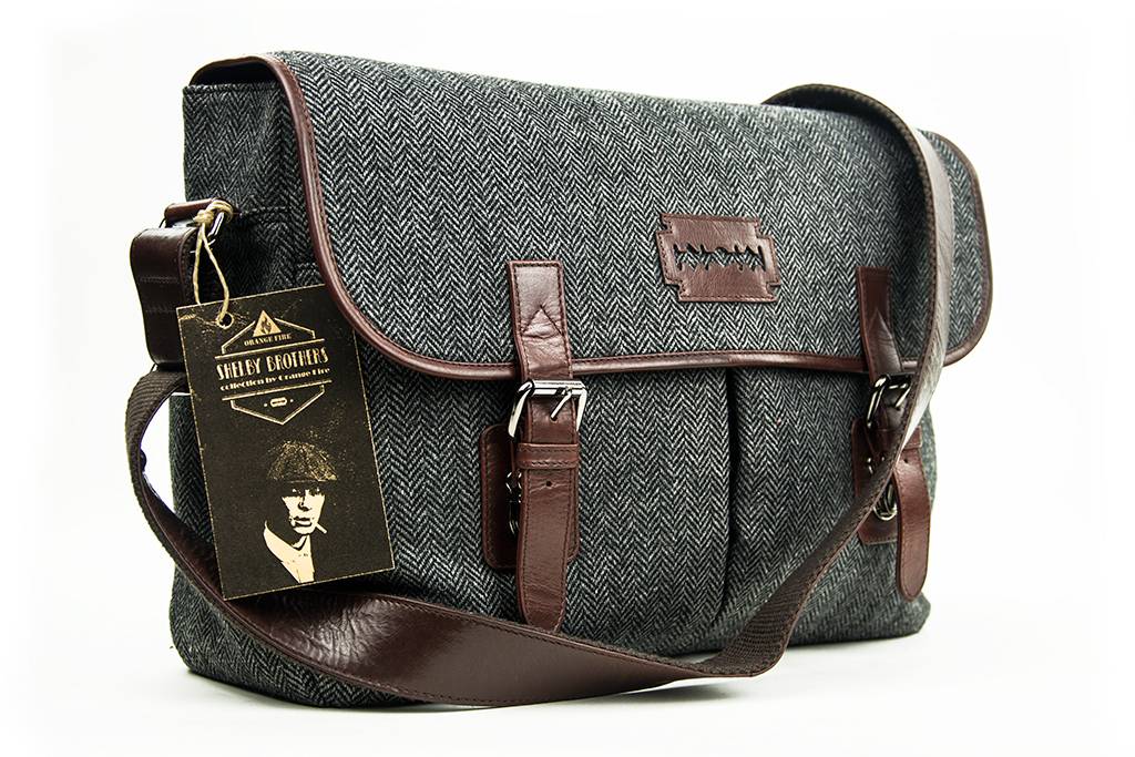 Curly - Bolsa de mensajero de tweed - Gris/Marrón