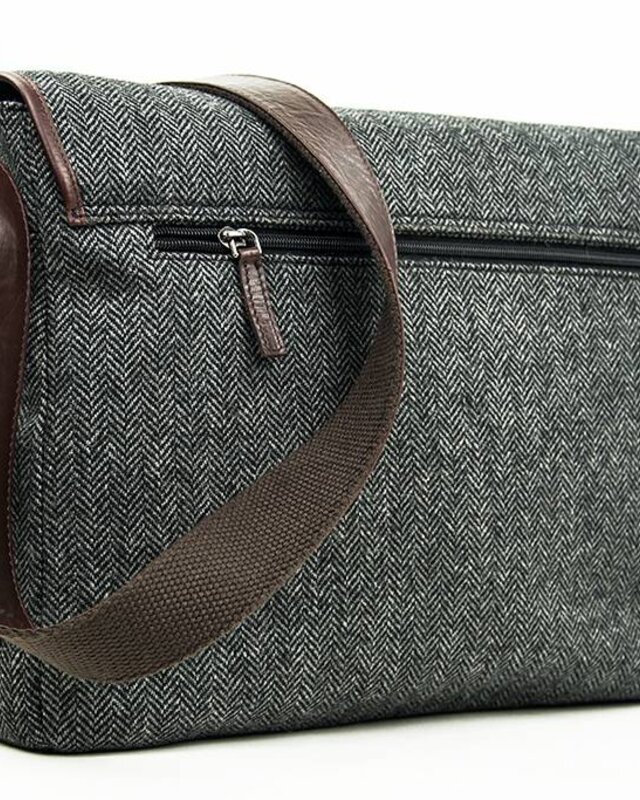Curly - Sac Messenger Tweed Gris/Marron