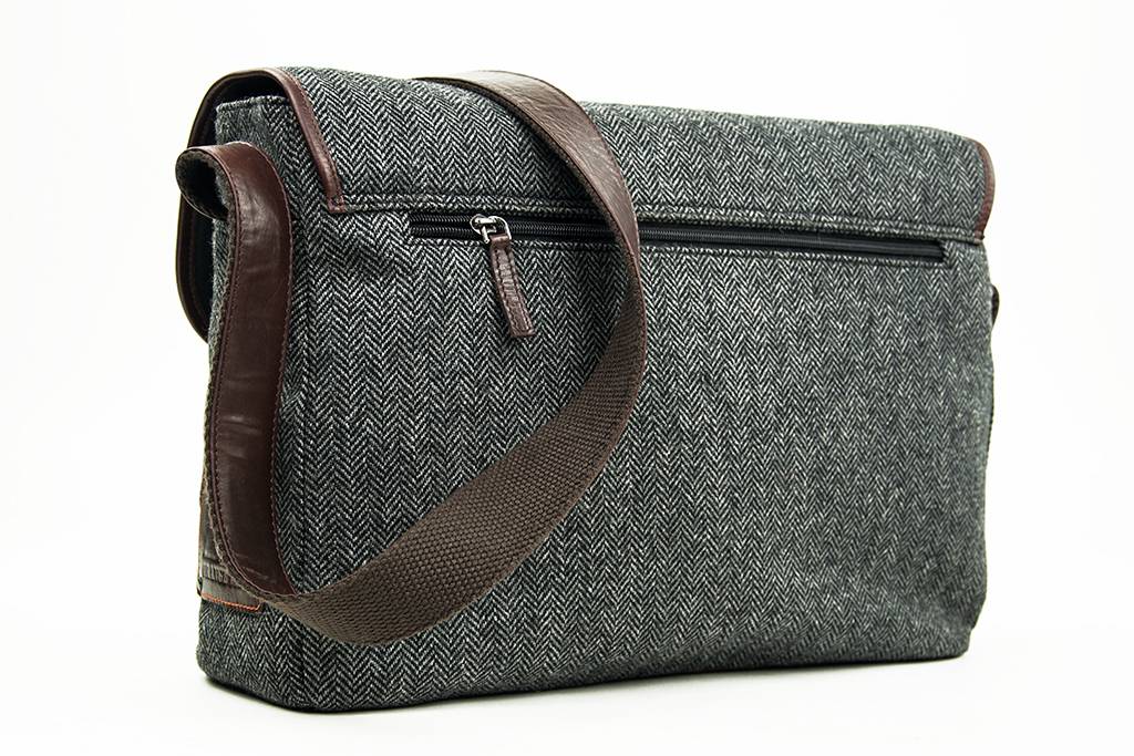 Curly - Bolsa de mensajero de tweed - Gris/Marrón