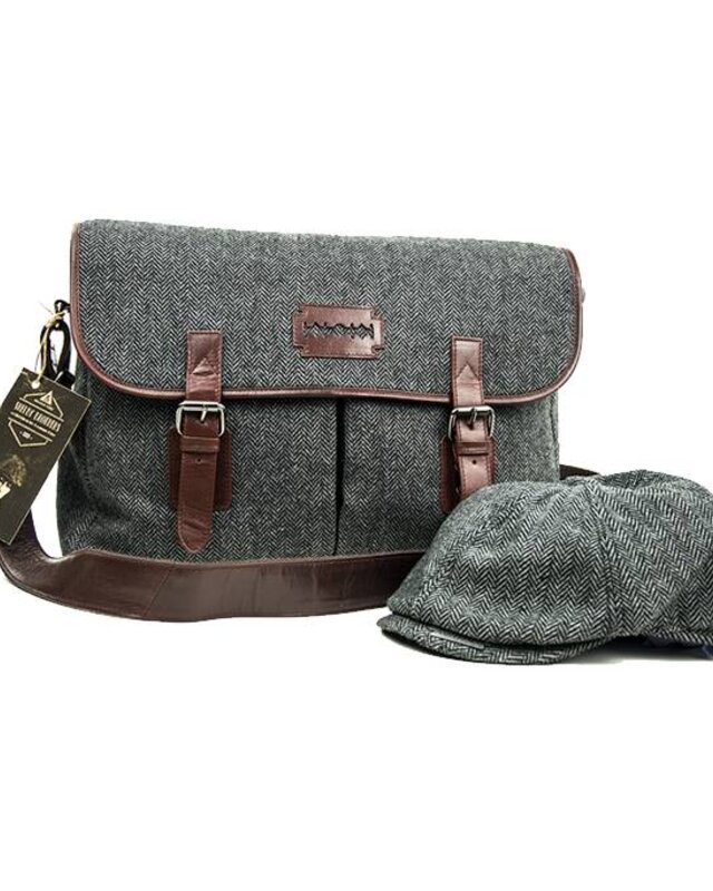 Curly - Sac Messenger Tweed Gris/Marron