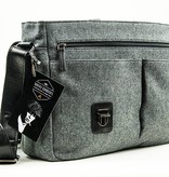 Freddie - Tweed messenger bag Grijs/Zwart