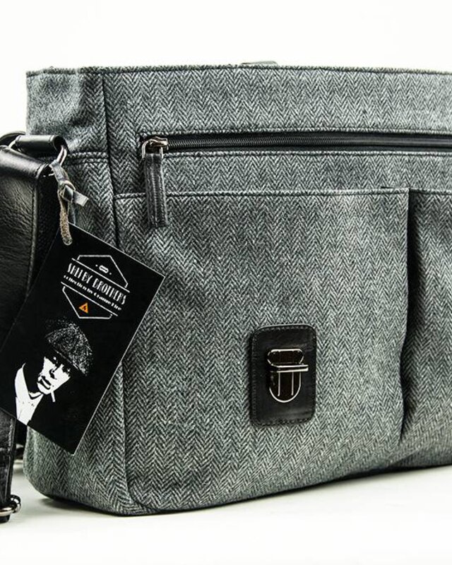 Freddie - Tweed messenger bag Grijs/Zwart