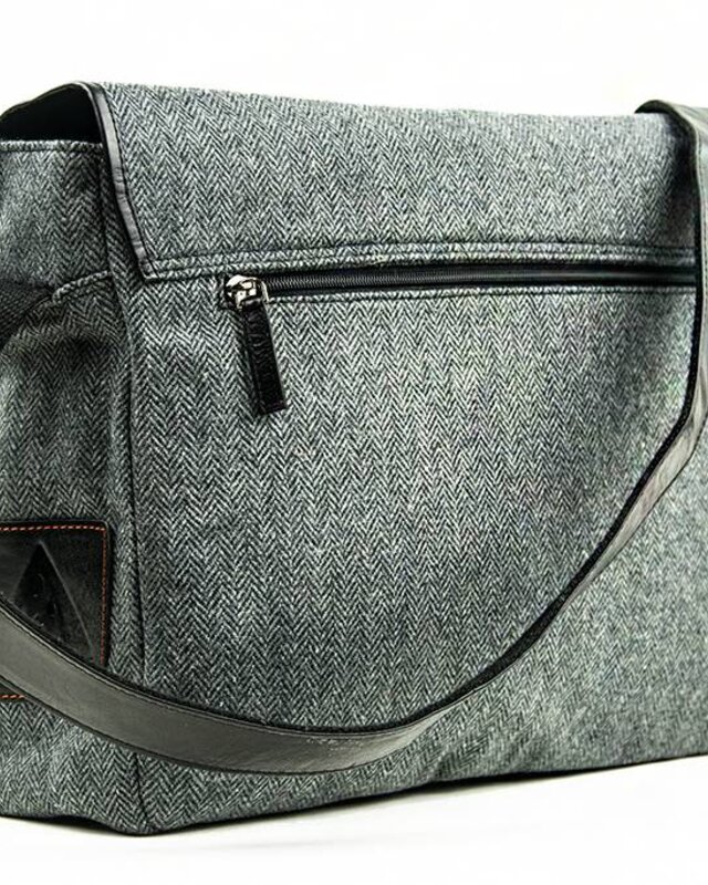 Freddie - Tweed messenger bag Grau/Schwarz