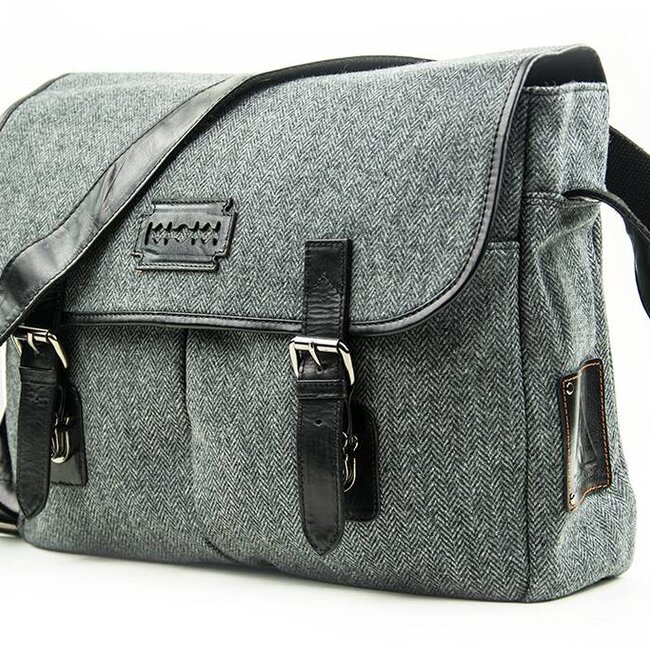 Freddie - Tweed messenger bag Grijs/Zwart