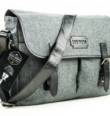 Freddie - Sac messager en tweed - Gris/Noir