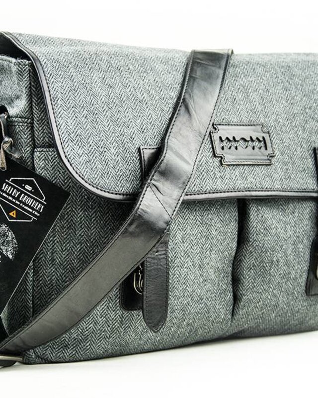 Freddie - Tweed messenger bag Grau/Schwarz