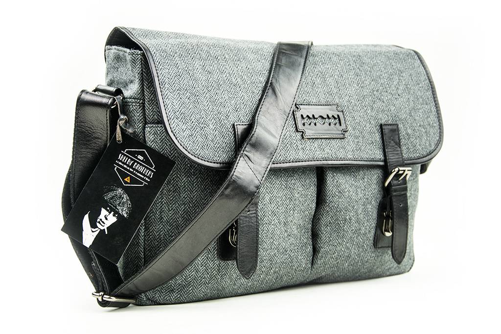 Freddie - Sac messager en tweed - Gris/Noir