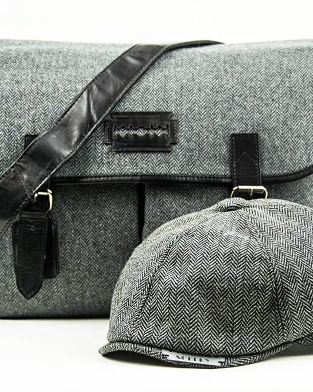 Freddie - Tweed messenger bag Grijs/Zwart