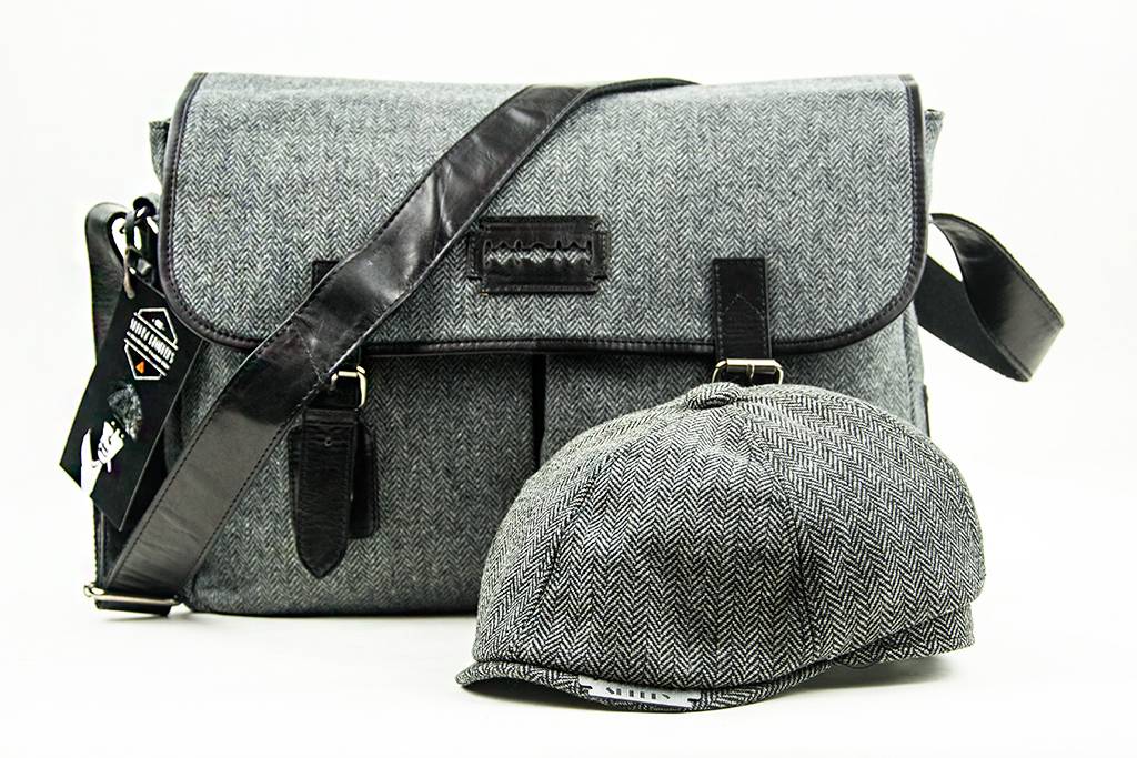 Freddie - Bolsa de mensajero de tweed - Gris/Negro