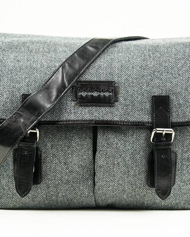 Freddie - Tweed messenger bag Grau/Schwarz