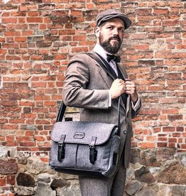 Freddie - Tweed messenger bag Grijs/Zwart