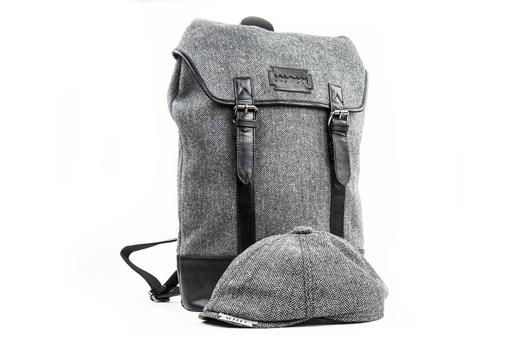 Danny - Mochila de tweed - Gris/Negro