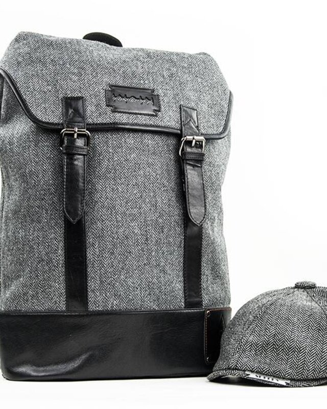 Danny - Sac à dos en tweed - Gris/Noir