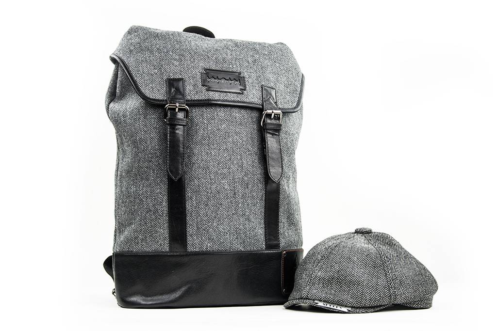 Danny - Mochila de tweed - Gris/Negro