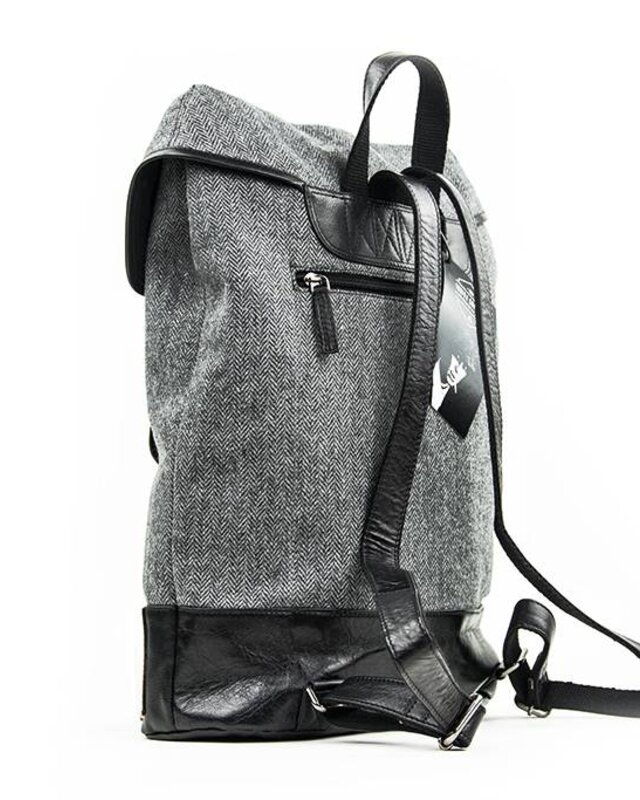 Danny - Sac à dos en tweed - Gris/Noir