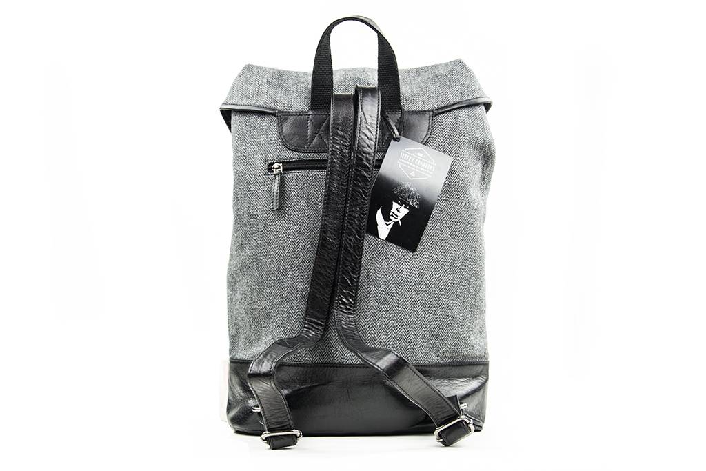 Danny - Mochila de tweed - Gris/Negro