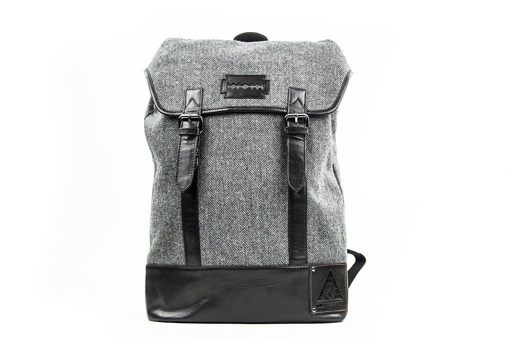 Danny - Mochila de tweed - Gris/Negro