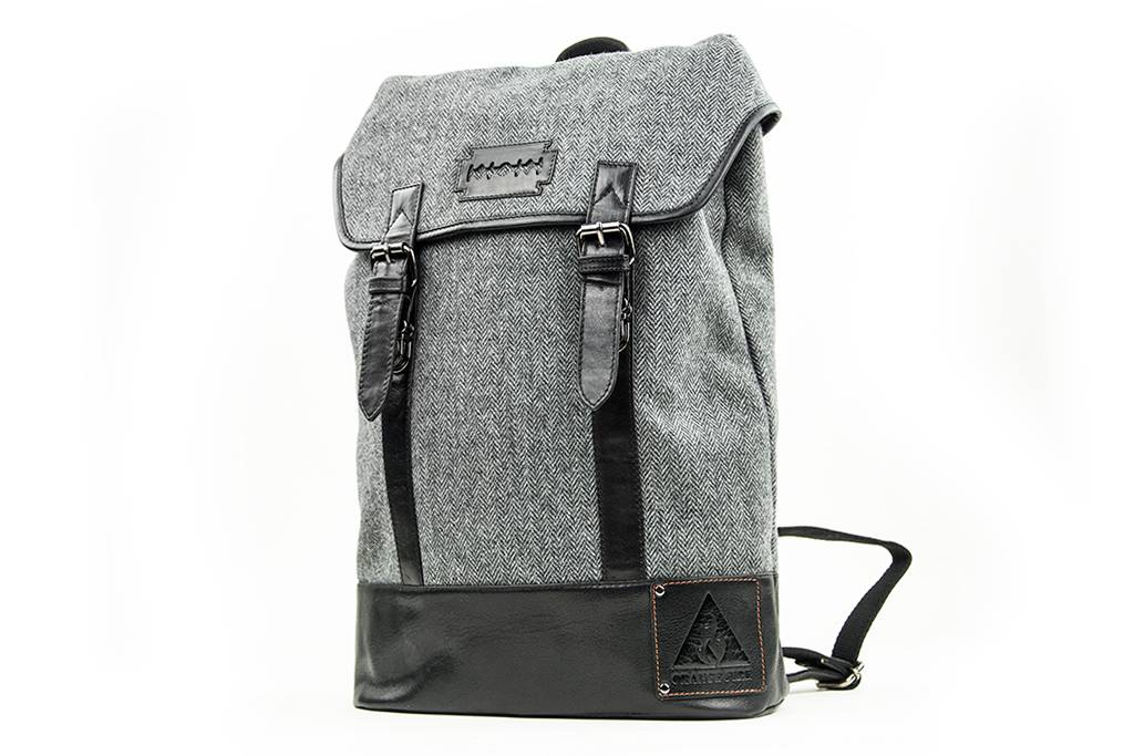 Danny - Mochila de tweed - Gris/Negro