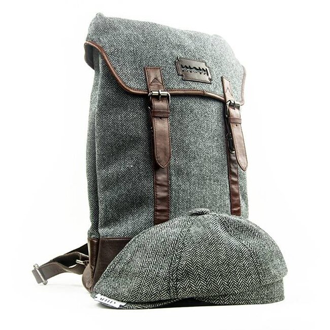 Charlie - Tweed Backpack Grey/Brown