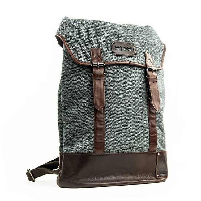 Charlie - Tweed Backpack Grey/Brown