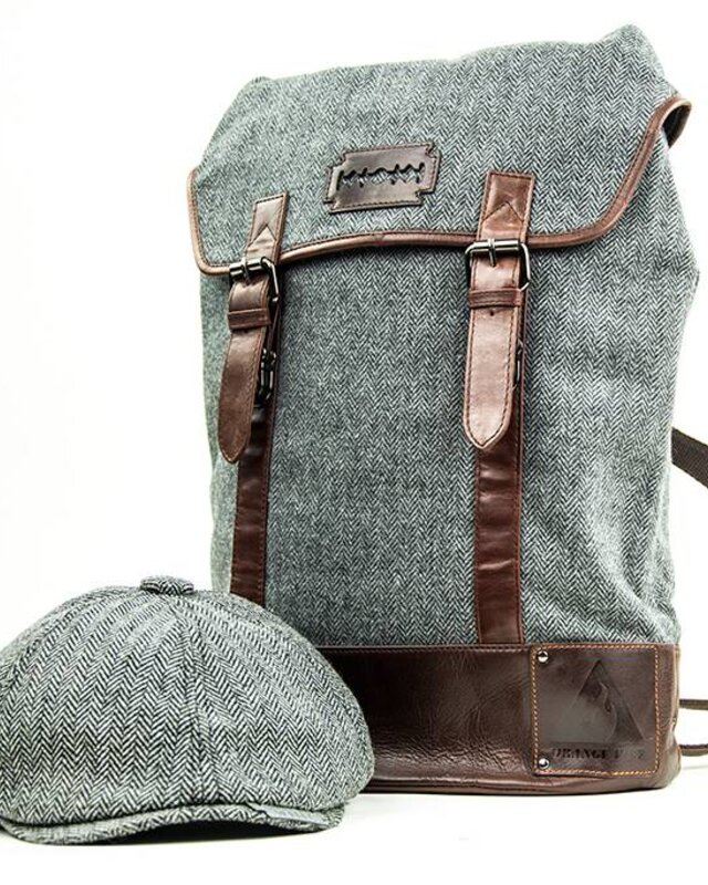 Charlie - Mochila de tweed gris/marrón