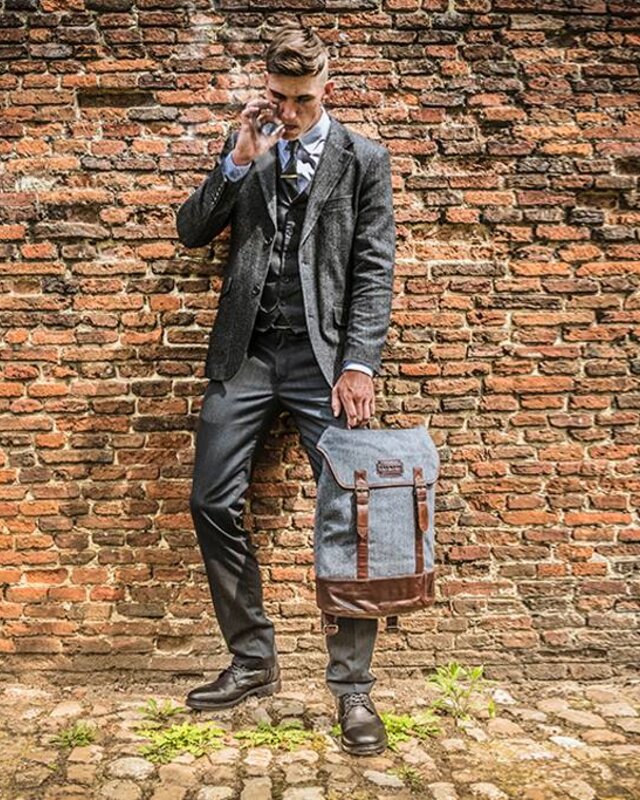 Charlie - Tweed Rugzak Grijs/Bruin
